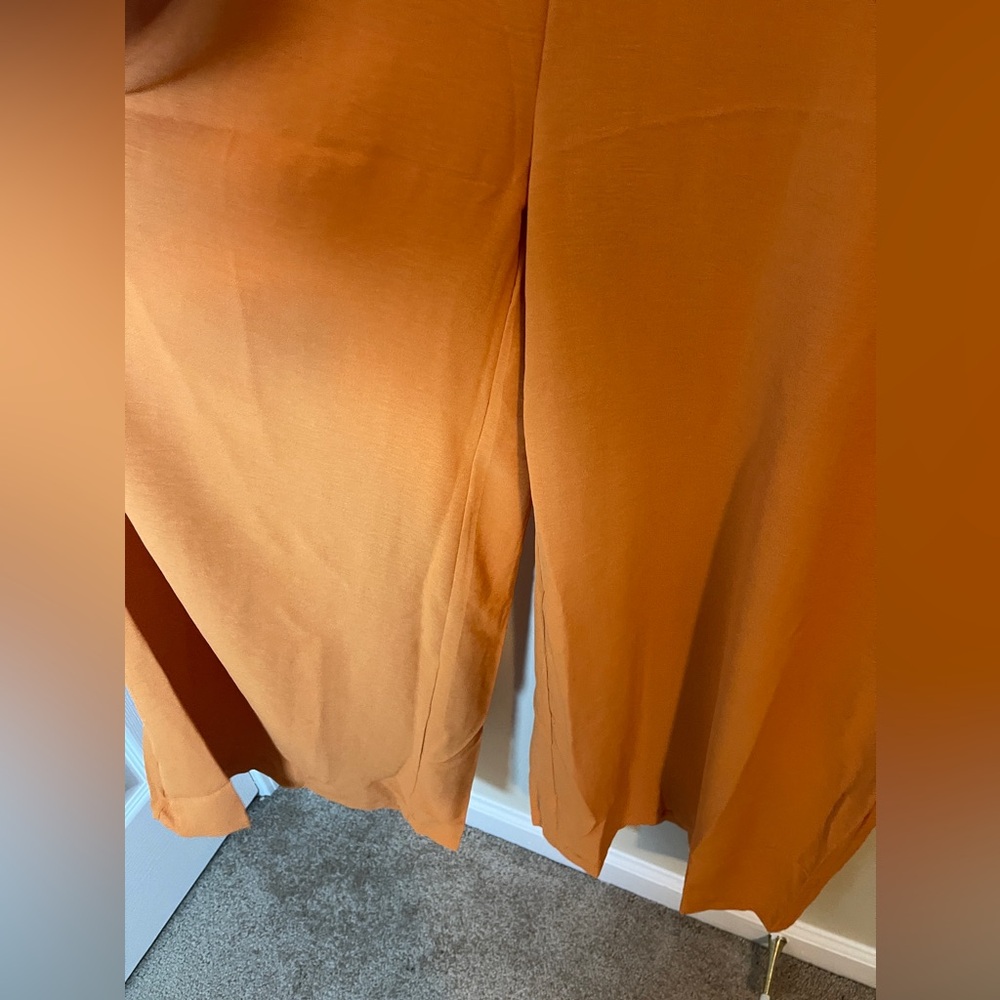 Womens Jumpsuit Size 2XL Orange Sleeveless Flowy Wide Leg Pants One Piece - Picture 4 of 10